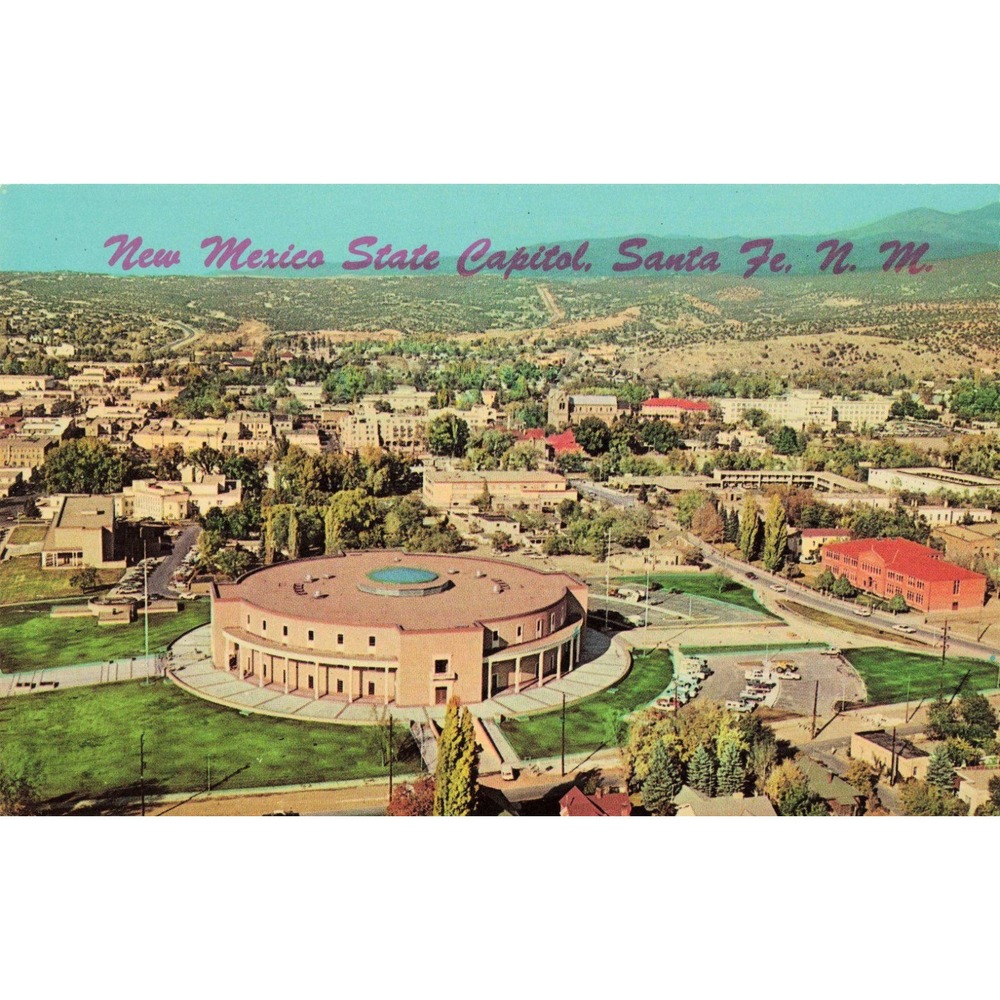 Vintage New Mexico State Capitol Santa Fe NM Postcard Dick Kent Roundhouse 725
